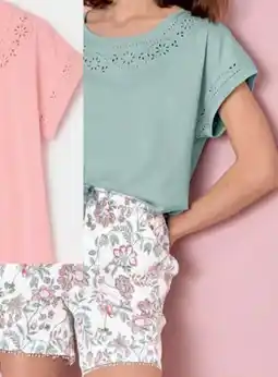 Damart Shortama met broderie anglaise aanbieding