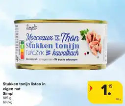 Hyper Carrefour Stukken tonijn listao in eigen nat aanbieding