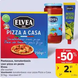 Hyper Carrefour Pastasaus, tomatenbasis voor pizza en pesto elvea aanbieding