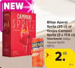 Hyper Carrefour Blikje aperol spritz of flesjes campari spritz aanbieding