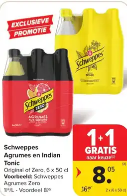 Hyper Carrefour Schweppes agrumes en indian tonic aanbieding