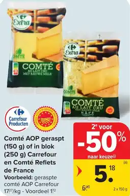 Hyper Carrefour Comté aop geraspt of in blok carrefour en comté reflets de france aanbieding