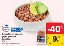 Hyper Carrefour Gekookte en gepelde grijze garnalen carrefour aanbieding