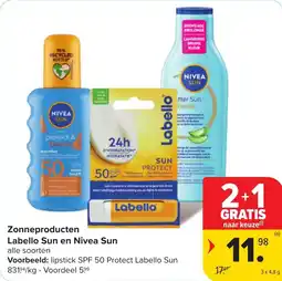 Hyper Carrefour Zonneproducten labello sun en nivea sun aanbieding