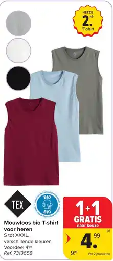 Hyper Carrefour Mouwloos bio T-shirt voor heren aanbieding