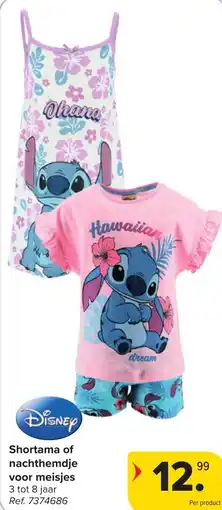 Hyper Carrefour Shortama of nachthemdje voor meisjes aanbieding