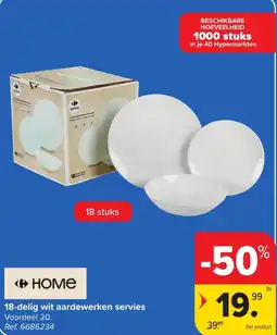 Hyper Carrefour Home 18-delig wit aardewerken servies aanbieding