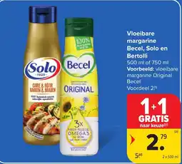 Hyper Carrefour Vloeibare margarine Becel, Solo en Bertolli aanbieding