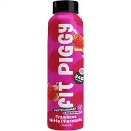 Albert Heijn Fit Piggy Proteïneshake framboos witte chocolade aanbieding