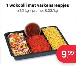 Buurtslagers Wokcolli met Varkensreepjes aanbieding