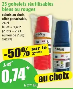 Norma 25 Gobelets réutilisables bleus ou rouges aanbieding