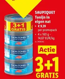 Lidl Tonijn in eigen nat aanbieding