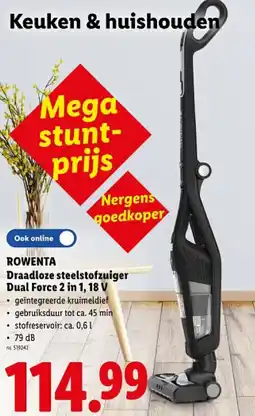 Lidl Draadloze steelstofzuiger Dual Force 2 in 1, 18 V aanbieding