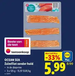 Lidl Zalmfilet zonder huid aanbieding