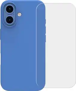 Coolblue BlueBuilt Back Cover iPhone 16 Blauw + Screenprotector Glas aanbieding