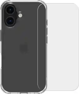Coolblue BlueBuilt Protective Back Cover iPhone 16 Transparant + Screenprotector Glas aanbieding