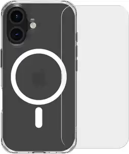 Coolblue BlueBuilt Protective Back Cover met MagSafe iPhone 16 Transparant + Screenprotector Glas aanbieding