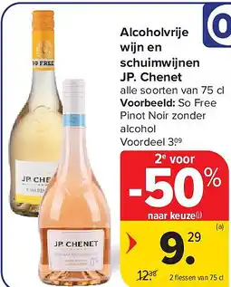 Carrefour Alcoholvrije wijn en schuimwijnen JP. Chenet aanbieding