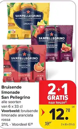 Carrefour Bruisende limonade San Pellegrino aanbieding
