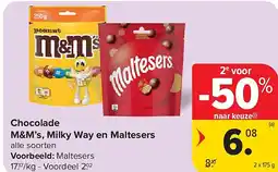 Carrefour Chocolade M&M’s, Milky Way en Maltesers aanbieding