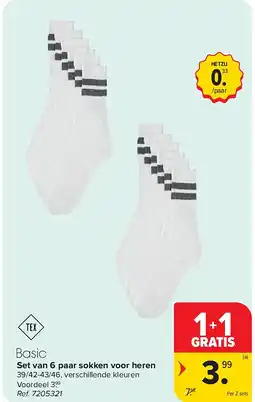 Carrefour Set van 6 paar sokken voor heren aanbieding