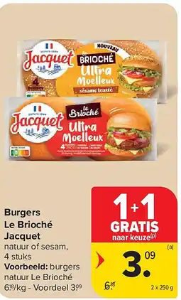Carrefour Burgers Le Brioché Jacquet aanbieding