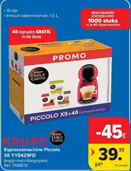 Carrefour Espressomachine Piccolo XS YY5429FD aanbieding