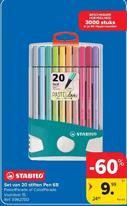 Carrefour Set van 20 stiften Pen 68 aanbieding