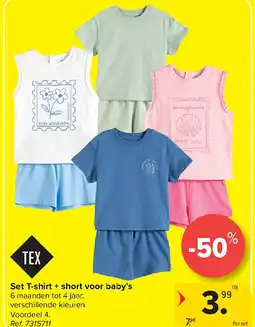 Carrefour Set T-shirt + short voor baby’s aanbieding