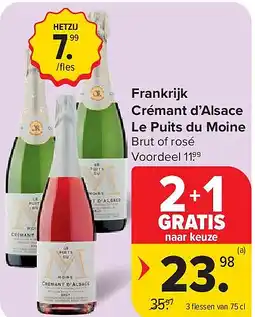 Carrefour Frankrijk Crémant d’Alsace Le Puits du Moine aanbieding