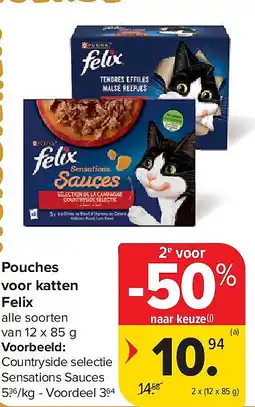 Carrefour Pouches voor katten Felix aanbieding