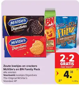 Carrefour Zoute koekjes en crackers McVitie’s en BN Family Pack aanbieding