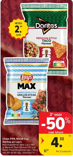 Carrefour Chips FIFA World Cup Doritos en Lay’s aanbieding