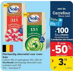 Carrefour Plantaardig alternatief voor room Solo aanbieding