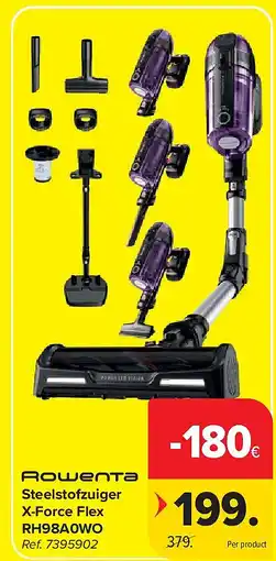 Carrefour Steelstofzuiger X-Force Flex RH98A0WO aanbieding