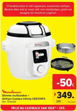 Carrefour Slimme multicooker + Airfryer Cookeo Infi nity CE9721F0 aanbieding