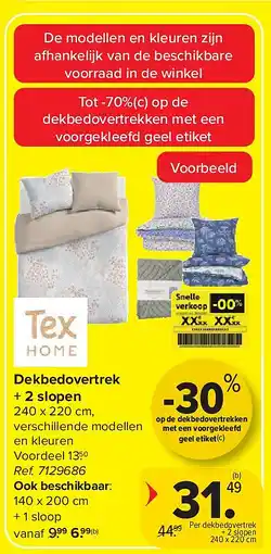 Carrefour Dekbedovertrek + 2 slopen aanbieding