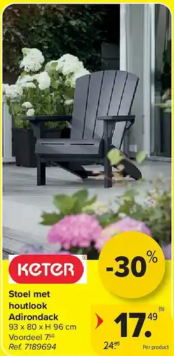 Carrefour Stoel met houtlook Adirondack aanbieding