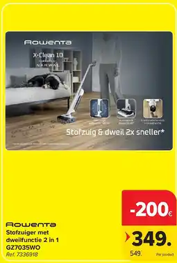 Carrefour Stofzuiger met dweilfunctie 2 in 1 GZ7035WO aanbieding