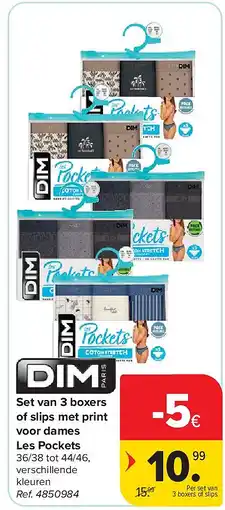 Carrefour Set van 3 boxers of slips met print voor dames Les Pockets aanbieding