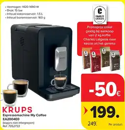 Carrefour Espressomachine My Coffee EA2004E0 aanbieding