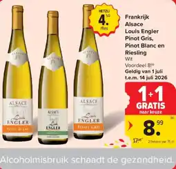 Carrefour Market Frankrijk alsace louis engler pinot gris, pinot blanc en riesling aanbieding