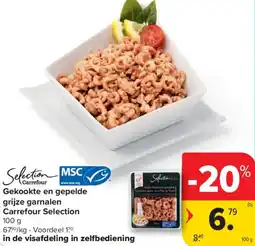 Carrefour Market Gekookte en gepelde grijze garnalen carrefour selection aanbieding