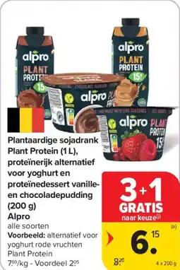 Carrefour Market Plantaardige sojadrank plant protein, proteïnerijk alternatief voor yoghurt en proteïnedessert vanille- en chocoladepudding aanbieding
