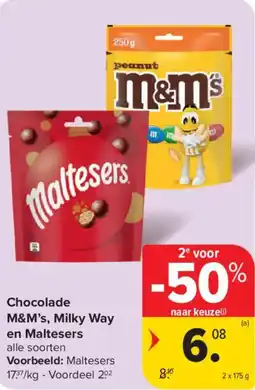 Carrefour Market Chocolade m&m's, milky way en maltesers aanbieding