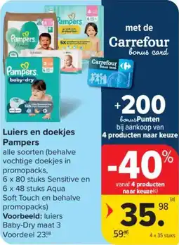 Carrefour Market Luiers en doekjes pampers aanbieding