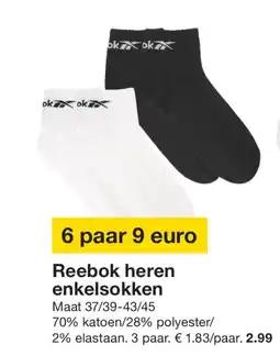 Zeeman Reebok heren enkelsokken aanbieding