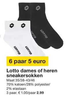 Zeeman Lotto dames of heren sneakersokken aanbieding