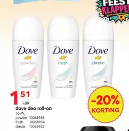 Yess Dove deo roll-on aanbieding