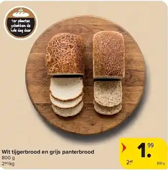 Carrefour Wit tijgerbrood en grijs panterbrood aanbieding
